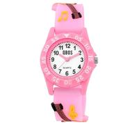 QBOS Montre analogique pour enfant fille - Montre pour enfant à partir de 3 ans, rose/guitare, Moderne