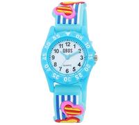 QBOS Montre analogique pour enfant - Montre pour enfant à partir de 3 ans - Motif cœur, Bleu/cœur, Moderne