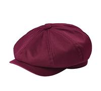 QBQZXAOSOWH Beret Casquette Plate Grand Grand Casquette De Gavroche Hommes Sergé Coton Huit Panneau Chapeau Femmes Boulanger Casquettes Kaki Rétro Chapeaux Mâle Béret 58-59 Cm Bordeaux