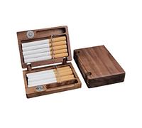 QBREZA Étui à Cigarettes en Bois Massif étui à Cigarettes à Rabat pour Hommes charnière en Bois étui à Fumer magnétique Multifonctionnel Portable Peut contenir 10 Cigarettes