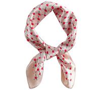 QBSM Foulard carré en satin pour femme 60 cm, Argyle-rose, 60 cm