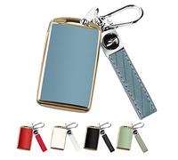 QBUC Étui de clé Mazda avec porte-clés en cuir pour Mazda 3 2019-2023, Mazda 6, Mazda 3 Hatchback 2020-2023, Mazda CX-5, CX-9, CX-30 (2/3/4 boutons) (bleu)