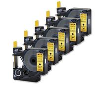 QBVHAEPY 5pk Noir sur l'étiquette 12 mm x 7m Cassette d'étiquette Compatible Compatible avec l'imprimante d'étiquette 45023 Fonctionne avec LabelManager 100 120p