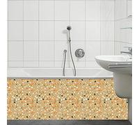 QBYRSSS Stickers muraux carrelage Exquis, 15 x 15 cm, Imitation terrazzo Orange et Bleu, sur PVC imperméable et Autocollant. Décoration idéale pour la Cuisine et la Salle de Bain. Lot de 10.