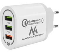 QC 3.0 Chargeur universel USB Adaptateur de charge 3xUSB Adaptateur secteur avec fonction de charge rapide 1x Quick Charge 1x QC3.0 jusqu'à 3A, 2x 2.1A Blanc