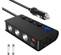 Qc 3.0 Chargeur Voiture Usb Multiprise Allume Cigare 3 Voies 180w,Pd Type-C Port 18w Allume-Cigare Distributeur Adaptateur 12v/24v 2 Qc 3.0 Usb Ports 1 Type-C Pour Gps Dash Cam