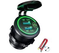 QC 3.0 Double Prise de Chargeur USB, Prise USB éTanche 12 V/24 V avec Interrupteur Tactile pour Voiture, Marine, Bateau,