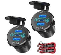 QC 3.0 PD3.0 Chargeur de Voiture Triple USB 12V 24V 60W USB-C Chargeur Multiple avec Interrupteur pour Bateau, Camion, Camping-Car,
