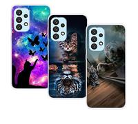 QC-EMART Store Lot de 3 Coques Compatible avec Samsung Galaxy A13 4G Coque Silicone Transparente Chat Chaton Motif Personnalisée Souple Crystal Étui Housse Antichoc pour Samsung Galaxy A13 4G