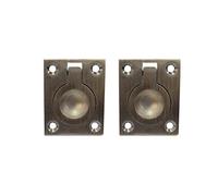 QCAA Lot de 2 tirettes en laiton massif 36,5 x 45 mm - Laiton antique brossé - Fabriqué à Taiwan