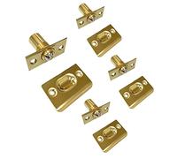 QCAA Lot de 4 loquets à billes réglables en laiton massif avec gâche, 6,3 x 2,5 x 4,5 cm de hauteur, 2,8 cm de diamètre, laiton poli, fabriqué à Taïwan