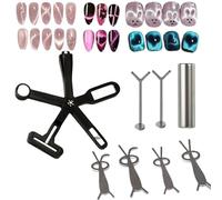 QCBFN 8 Pièces Aimant Cat Eyes Ongles Ensemble, 6 in 1 Aimant Ongle, Cat Eye Magnet, Cat Eye Magnet, Outils de Nail Art DIY, Stylos Magnétiques Cylindriques avec Lapin et Cœur