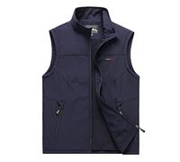 QCBH Gilet de loisirs de voyage chaud en polaire pour hommes gilet de pêche de photographie en plein air veste sans manches pour hommes