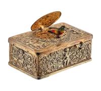 Qcbuegof Boîte à Musique d ' Oiseau Chantant mécanique à Collectionner avec des Motifs de Feuilles en Relief décors à remonter en Alliage Antique pour boîte à Musique en Relief d ' événement spécial