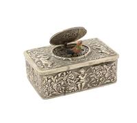 Qcbuegof Boîte à Musique d ' Oiseau Chantant mécanique à Collectionner avec des Motifs de Feuilles en Relief décors à remonter en Alliage Antique pour boîte à Musique en Relief d ' événement spécial