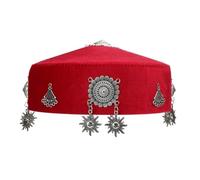 Qcbuegof Chapeau de costume folklorique kazakh traditionnel ethnique tissu polyester pour événement culturel et usage quotidien casquettes folkloriques du Xinjiang faites à la main