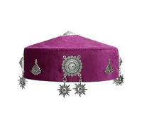 Qcbuegof Chapeau de costume folklorique kazakh traditionnel ethnique tissu polyester pour événement culturel et usage quotidien casquettes folkloriques du Xinjiang faites à la main
