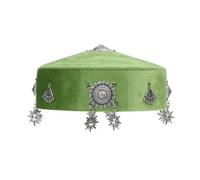 Qcbuegof Chapeau de costume folklorique kazakh traditionnel ethnique tissu polyester pour événement culturel et usage quotidien casquettes folkloriques du Xinjiang faites à la main