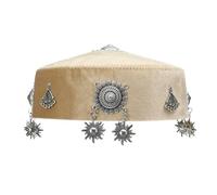 Qcbuegof Chapeau de costume folklorique kazakh traditionnel ethnique tissu polyester pour événement culturel et usage quotidien casquettes folkloriques du Xinjiang faites à la main