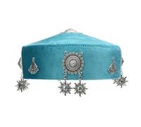 Qcbuegof Chapeau de costume folklorique kazakh traditionnel ethnique tissu polyester pour événement culturel et usage quotidien casquettes folkloriques du Xinjiang faites à la main