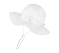 Qcbuegof Chapeau de soleil pour bébé - Chapeau de plage à large bord pour filles - Ajustement confortable pour les enfants de 6 à 12 mois, blanc, 6 Months to 1 year o