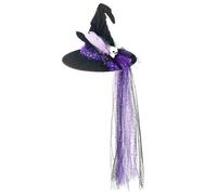 Qcbuegof Chapeau de sorcière en tulle - Accessoire de costume d'Halloween pour fête d'Halloween - Chapeau de sorcière à paillettes pour bal masqué - Chapeau de sorcière pour enfants