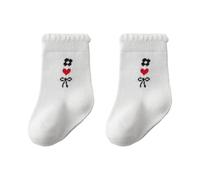 Qcbuegof Chaussettes en coton respirant pour bébé - Manchette élastique sans couture - Tube moyen - 0 à 5 ans - Printemps - Chaussettes extensibles pour bébé, Motif fleurs, S