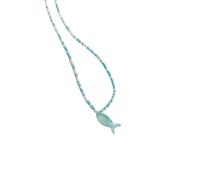 Qcbuegof Collier à breloques en forme de poisson coloré - Longueur réglable - Style rétro - Bijoux pour un usage quotidien décontracté - Collier de perles colorées, One Size, Comme décrit, Produit
