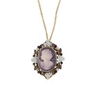 Qcbuegof Collier avec pendentif camée ovale avec strass en cristal fait à la main vintage accessoire élégant rehausseur de tenue multicouche pendentif décoré en cristal, taille unique, Comme décrit