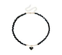 [Qcbuegof] Collier avec symbole d'amour avec accents de cristal et chaîne de cou délicate en perles de verre, parfait pour un usage quotidien en perles de verre, bijoux en forme de cœur, フリーサイズ, Comme