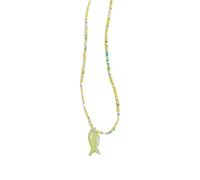 Qcbuegof Collier vintage avec pendentif en forme de poisson bleu vintage pour femme - Longueur réglable - Cadeau pour votre collier de perles légères, taille unique, Comme décrit, Comme décrit