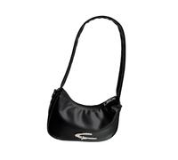 Qcbuegof Cuir PU Couleur Solide Sac à bandoulière Forme de lune Esthétique Sous les bras Sac à main Petite fermeture éclair Bandage aisselle, Noir