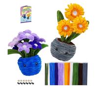 Qcbuegof DIY Pot Fleurs Kit Nettoyeur de tuyaux Artisanat avec vis, tiges de fleurs, fils de chenille, tiges chenilles, cadeaux de Thanksgiving, pots de fleurs, kits de fabrication de fleurs