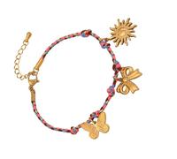 Qcbuegof Élégant cordon tressé avec pendentif soleil, lune, étoile en acier inoxydable robuste, tenue décontractée, accessoire de fête, taille unique, Comme décrit