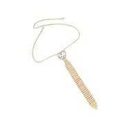 Qcbuegof Elegant Rhinestones Choker Necklace Adjustable Chain Heart Shape Crystal Neck Tie for Bridesmaid and Formal Parties Party Wear Necktie