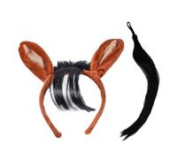 Qcbuegof Ensemble de costume - Bandeau oreilles - Accessoire de cosplay pour enfant et adulte - Costume de Noël réglable - Costume d'âne