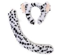 Qcbuegof Ensemble de costume de léopard avec oreilles de léopard, bandeau, queue, nœud papillon, jupe tutu pour enfant fille, Halloween, Noël, accessoires de cosplay pour femme et homme