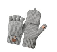 Qcbuegof Gants d'hiver mi-doigts pour femme - Design coupe-vent épais - Double isolation en polaire - Gants élégants résistants au froid, gris clair, taille unique