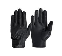 Qcbuegof Gants en cuir noir de style rétro au toucher par temps froid, sangle à réglage rapide pour mécanicien et cyclisme Gants en cuir rétro