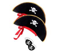 Qcbuegof Kit de costume pour enfants avec chapeau et bandeau pour les yeux - Motif tête de mort de pirate - Accessoires élégants pour jeux de rôle - Pour Halloween, fête d'Halloween
