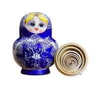 Qcbuegof Lot de 10 poupées russes peintes à la main - Bleu et blanc - Thème porcelaine - Poupées traditionnelles russes empilables - Pour adultes