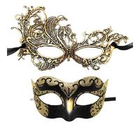 Qcbuegof Lot de 2 masques de mascarade inspirés de la danse - Couple fonctionnel pour Halloween et fête de réunion - Demi-masque facial