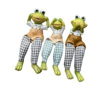 Qcbuegof Lot de 3 figurines grenouilles en résine sans voir, parler, entendre assis, décoration de jardin, figurines en résine résistantes au soleil