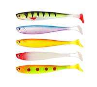 Qcbuegof Lot de 5 petits appâts noirs à queue de pagaie Appâts souples de pêche Leurre de pêche Leurre artificiel Piscines pour eau fraîche et eau salée Appâts de pêche souples