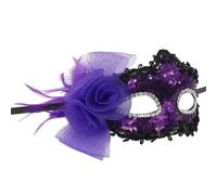 Qcbuegof Masque de mascarade à paillettes à plumes Halloween Fête Masque pour les yeux Décoration florale Demi-masque pour femmes Cosplay Eyewears Adulte Masque de fête