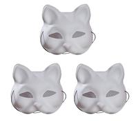 Qcbuegof Masque en papier peint à la main avec peinture acrylique et pinceau Masque de mascarade non peint pour Halloween Fête Enfant Anniversaire Masque blanc vide
