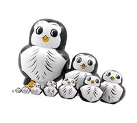 Qcbuegof Matryoshka Lot de 10 poupées russes en bois peintes à la main Pingouins pour présentoir de poupées russes