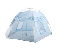 Qcbuegof Niche pour chats d'intérieur - Lit semi-fermé respirant avec coussin double face pour petits chiens - Grand lit pour chats d'intérieur