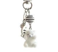 Qcbuegof Porte-clés flocage doux ours pendentif de sac facile à clipser pour les amateurs d'ours doux accessoire de voyage, Little Bear Raised
