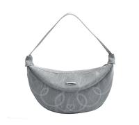 Qcbuegof Sac à main en forme de lune pour femme avec motif cœur cousu élégant en cuir PU sac à bandoulière pour les rencontres et le travail Fermetures éclair Sac à bandoulière, gris